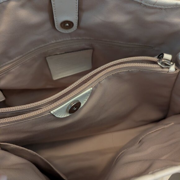 Coach Signature Tan Canvas White Leather Stripe Satchel Bag F31308 - Picture 11 of 14